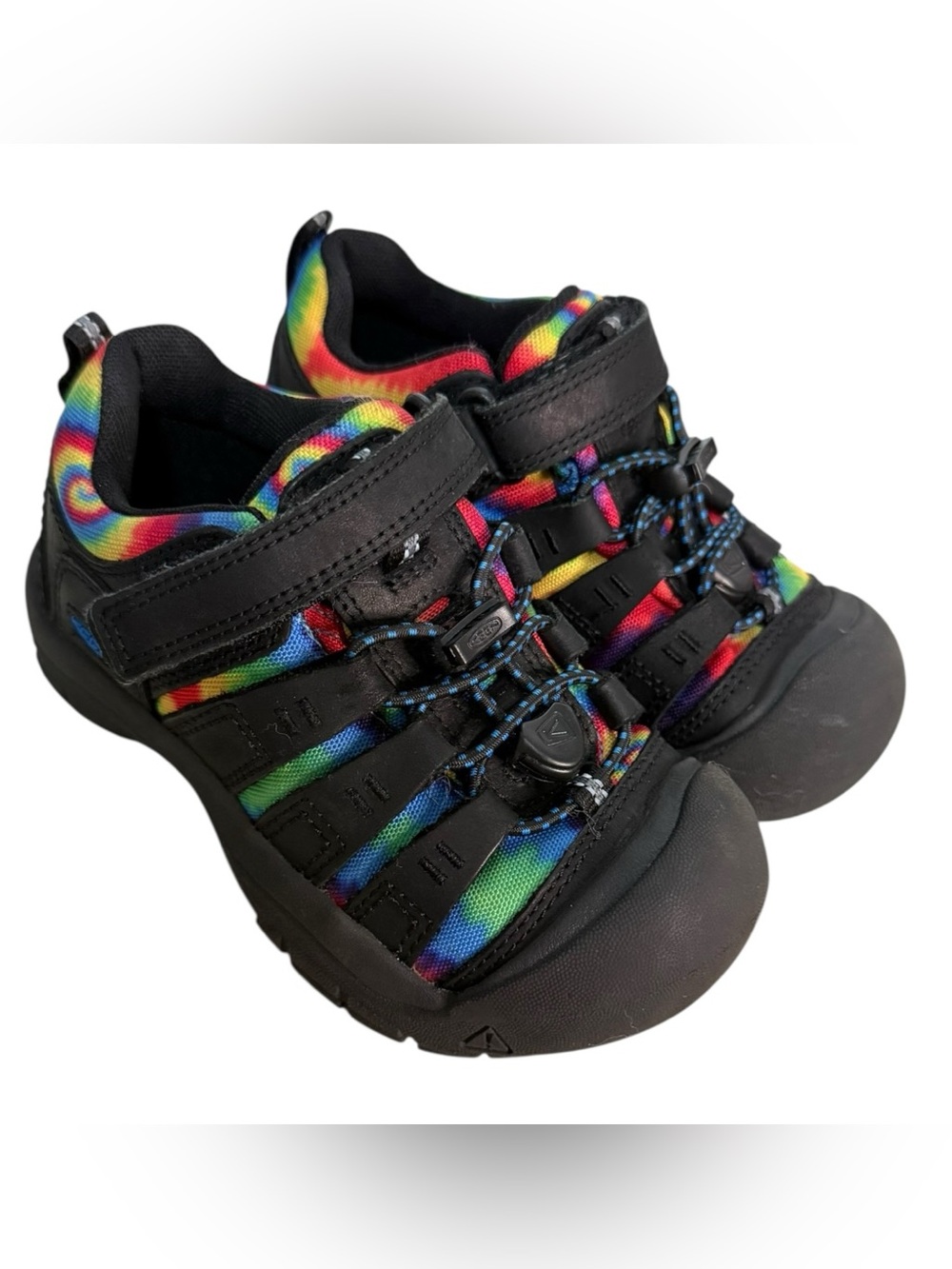 KEEN Newport H2 Kids Sandals Black Original Tie Dye Rainbow Size 11 Water Shoes